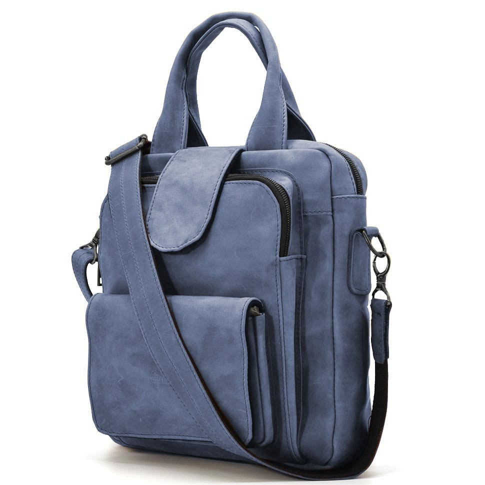 Вертикальна чоловіча сумка RK-7266-3md TARWA синя, фото 1