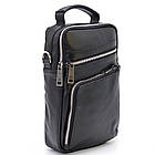 Сумка через плече з ручкою вертикальна TARWA GA-0120-4lx чорна наппа, фото 7