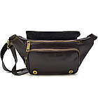 Місткий жіночий рюкзак-сумка прошитий білим рядком з натуральної шкіри Vintage 22314 Чорний, фото 6