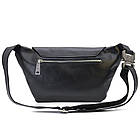 Шкіряна бананка, поясна сумка з клапаном GA-8153-3md TARWA чорна, фото 4