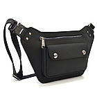 Шкіряна бананка напоєна чорна кінська шкіра RA-8133-3md TARWA, фото 3