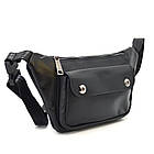 Шкіряна бананка напояхова сумка чорна наппа GA-8145-3md TARWA, фото 3