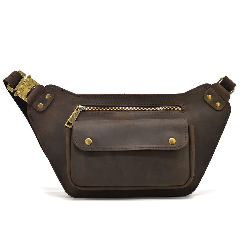 Шкіряна бананка напоєна коричнева кінська шкіра RC-8133-3md TARWA, фото 1