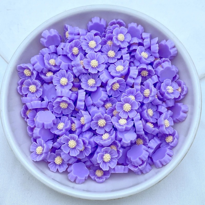 Шарми-квіточки для нігтів 5 шт Гербери фіолетові - Стильні фігурки для унікального манікюру, фото 1