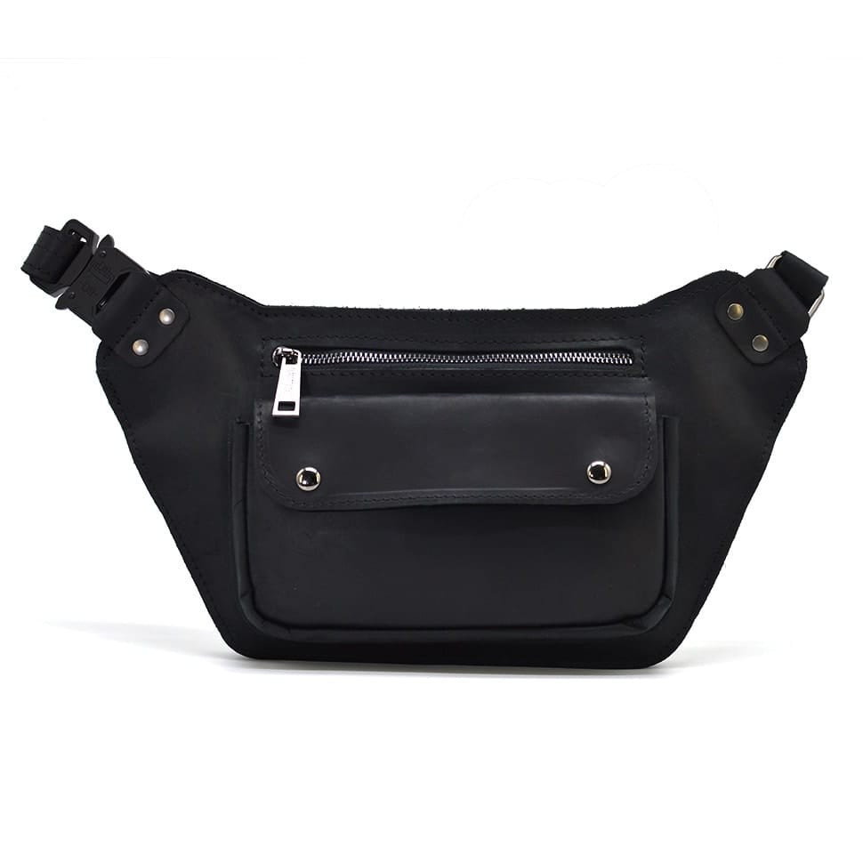 Шкіряна об'ємна бананка напояхна сумка чорна шкіра RA-8139-3md TARWA, фото 1