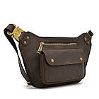 Шкіряна об'ємна бананка напояхна сумка коричнева шкіра RC-8139-3md TARWA, фото 3