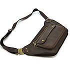 Шкіряна об'ємна бананка напояхна сумка коричнева шкіра RC-8139-3md TARWA, фото 5