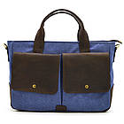 Чоловіча сумка з канвас і кінської шкіри TARWA RKc-3990-3md синій, фото 3