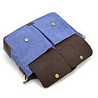 Чоловіча сумка з канвас і кінської шкіри TARWA RKc-3990-3md синій, фото 8