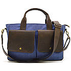 Чоловіча сумка з канвас і кінської шкіри TARWA RKc-3990-3md синій, фото 10
