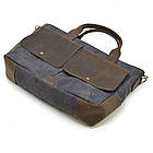 Чоловіча сумка з канвас і кінської шкіри TARWA RGc-3990-3md сіра, фото 9