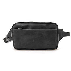 Напоясна сумка на два відділення TARWA RA-0704-3md чорна шкіра