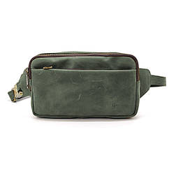 Напоясна сумка на два відділення TARWA RE-0704-3md зелена шкіра