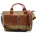 Чоловіча сумка з канвасу та кінської шкіри TARWA RbSc-3990-3md коньяк, фото 3