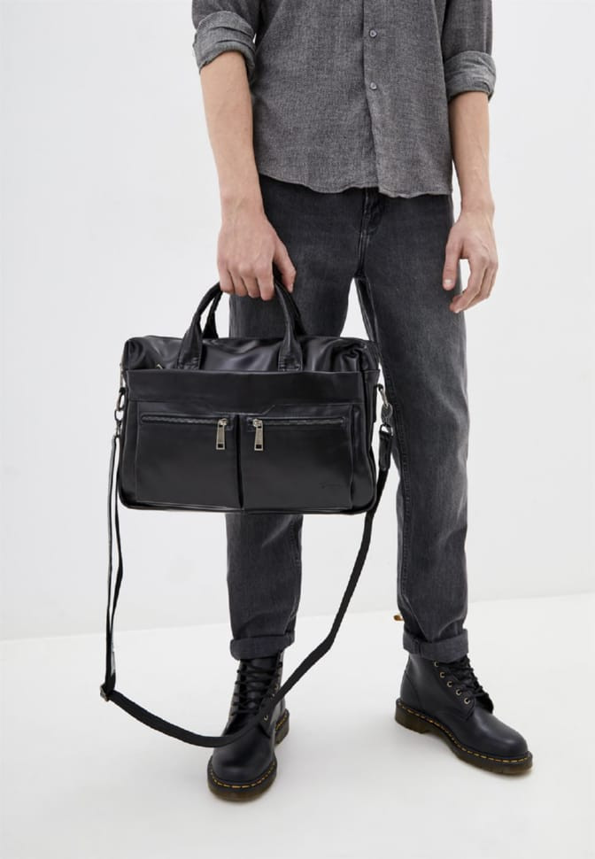 Сумка зі шкіри "чорочки" для ноутбука чорна TARWA GA-7122-3md, фото 1