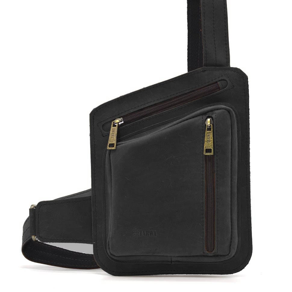 Шкіряна нагрудна сумка, рюкзак-слінг із кінської шкіри TARWA RA-235-3md, фото 1