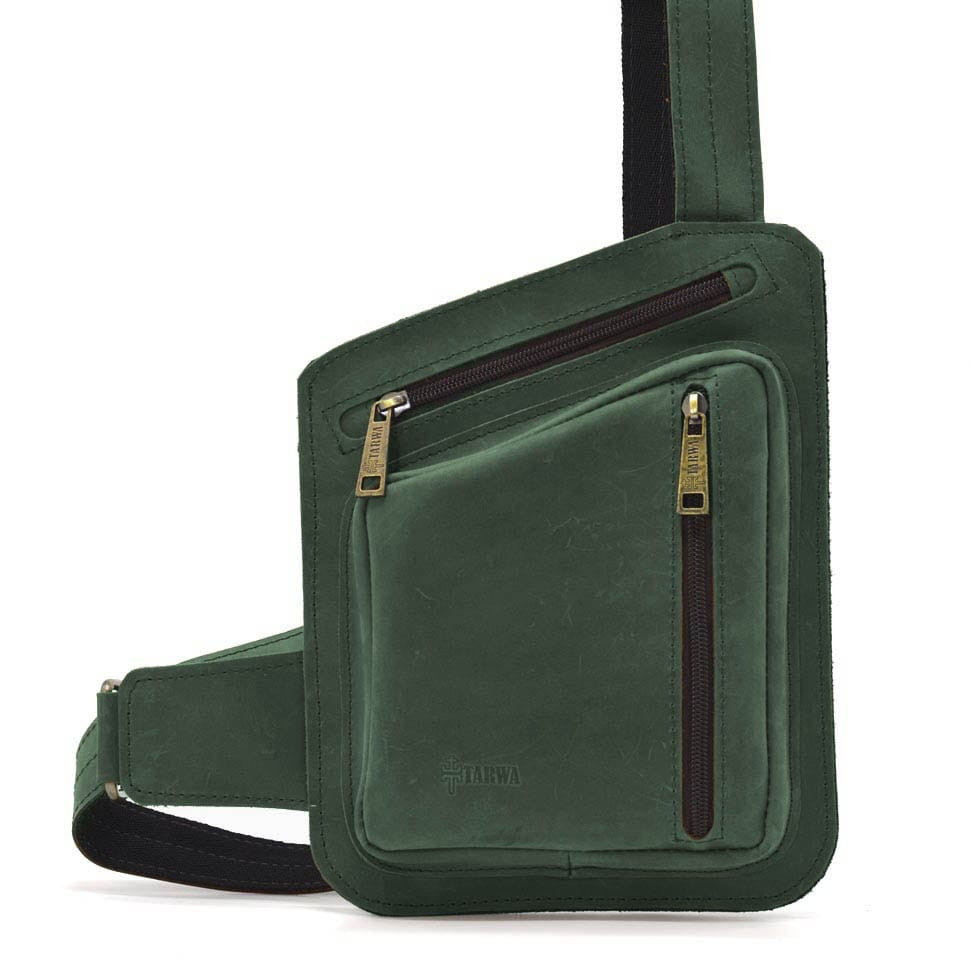Шкіряна нагрудна сумка, рюкзак-слінг із кінської шкіри TARWA RE-235-3md, фото 1