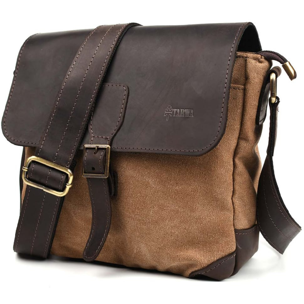 Сумка-месіжер через плече чоловіча, парусина та шкіра RCc-1309-4lx TARWA, фото 1