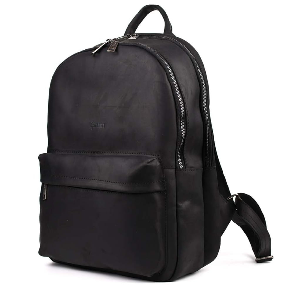 Чоловічий рюкзак шкіряний TARWA RA-7273-3md чорний крейзі хорс, фото 1