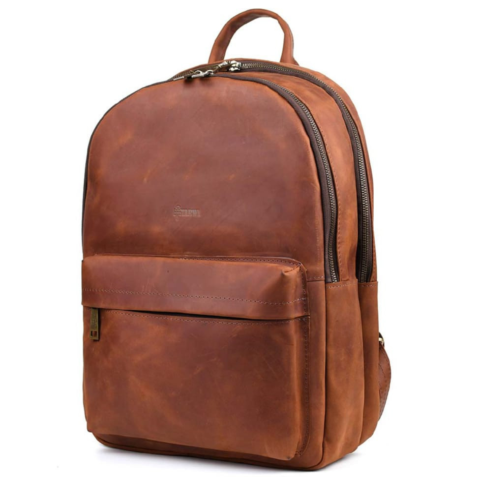 Чоловічий рюкзак шкіряний TARWA RB-7273-3md коньячний крейзі хорс, фото 1