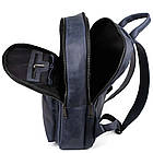 Чоловічий рюкзак шкіряний TARWA RK-7273-3md синій крейзі хорс, фото 2