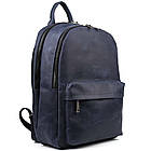 Чоловічий рюкзак шкіряний TARWA RK-7273-3md синій крейзі хорс, фото 3