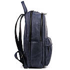 Чоловічий рюкзак шкіряний TARWA RK-7273-3md синій крейзі хорс, фото 4