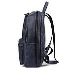 Чоловічий рюкзак шкіряний TARWA RK-7273-3md синій крейзі хорс, фото 6