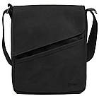 Чоловіча шкіряна сумка через плече компактний месенджер із натуральної шкіри чорна 22*25,5*4 см, фото 3