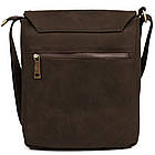 Чоловіча шкіряна сумка через плече компактний месенджер із натуральної шкіри коричнева 22*25,5*4 см, фото 4