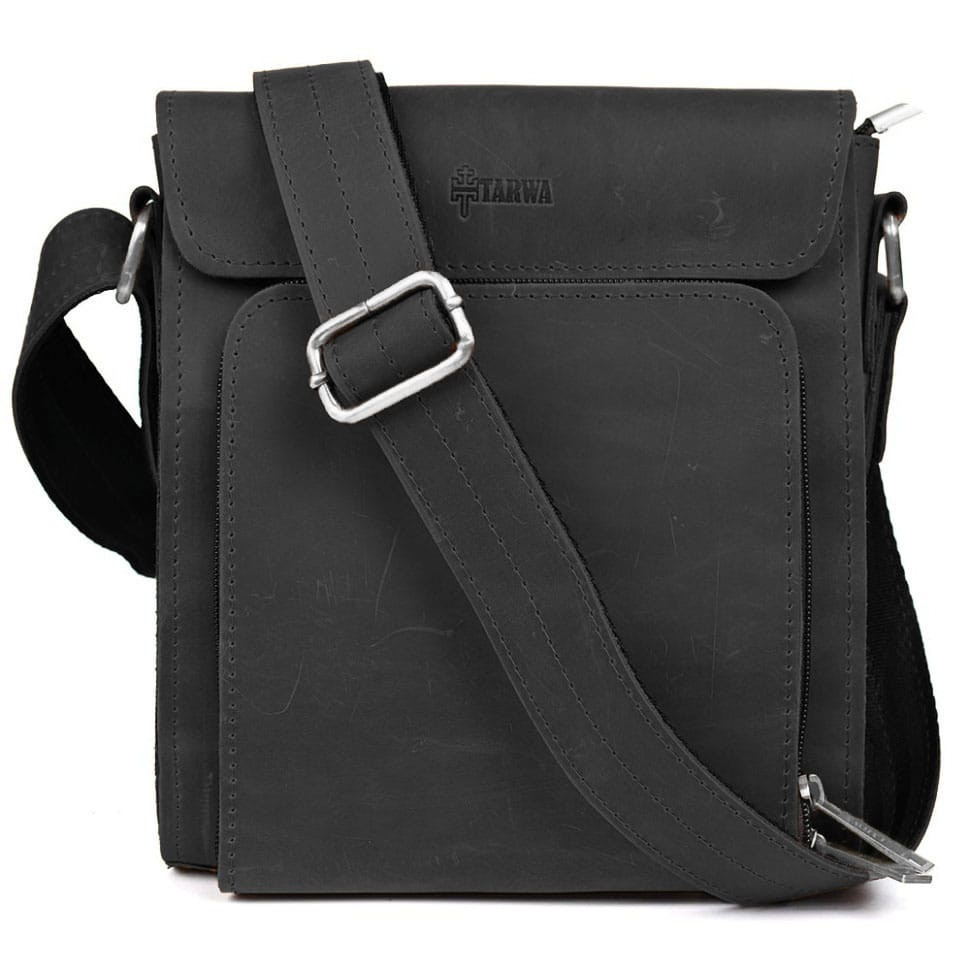 Чоловіча шкіряна сумка через плече RA-30272-3md TARWA чорний крейзі хорс, фото 1