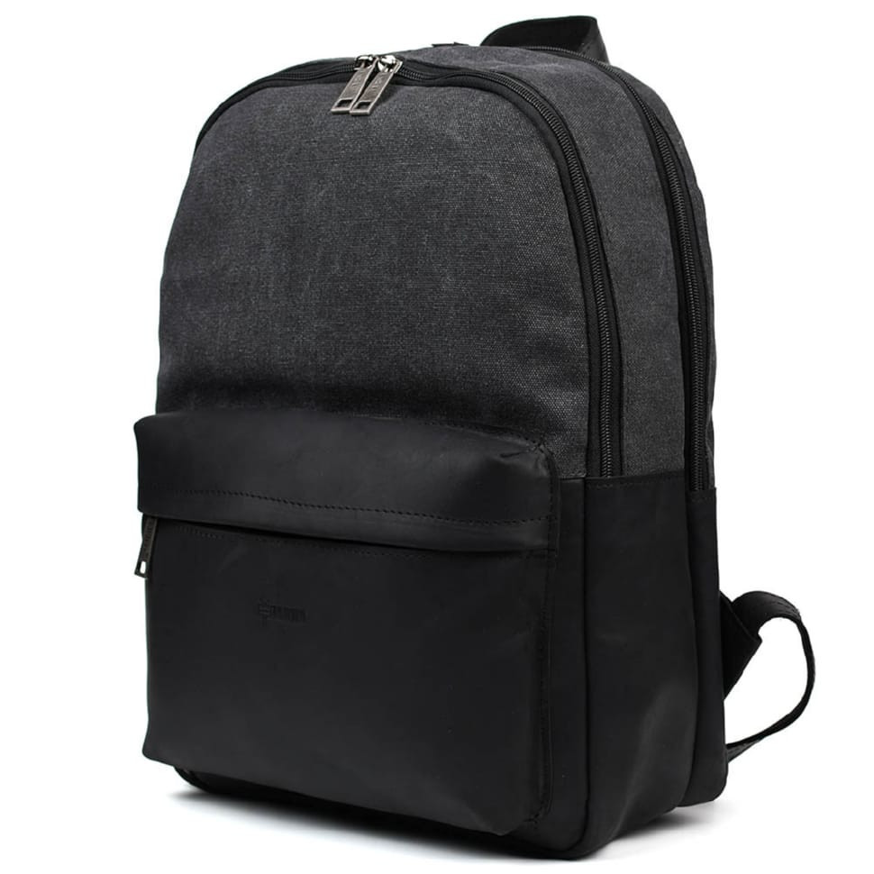 Рюкзак із кінської шкіри та канвасу сірий TARWA RAG-7273-3md, фото 1