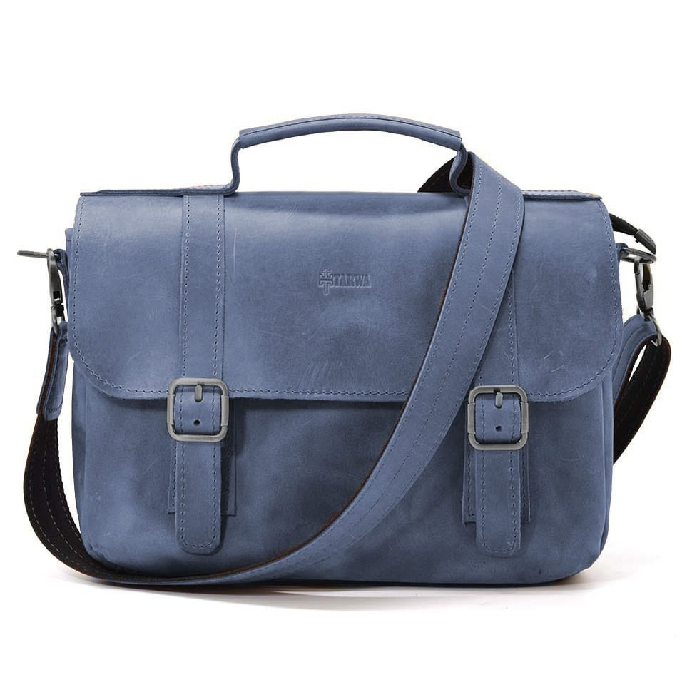 Чоловіча сумка-портфель на плече з ручкою TARWA RK-6008-3md синя, фото 1