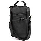 Сумка через плече з ручкою вертикальна TARWA RA-0120-4lx чорна крейзі хорс, фото 3