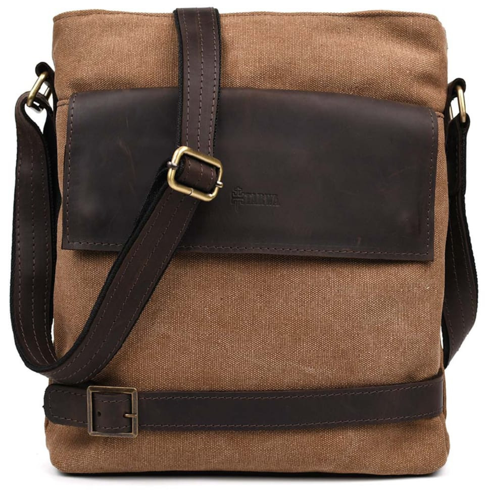 Сумка через плече в комбінації кавовий канвас і кінської шкіри RCc-0040-4lx TARWA, фото 1