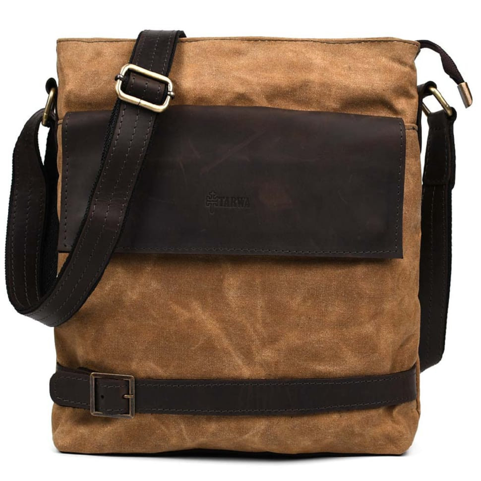 Сумка через плече в комбінації вощений канвас і кінської шкіри RCw-0040-4lx TARWA, фото 1
