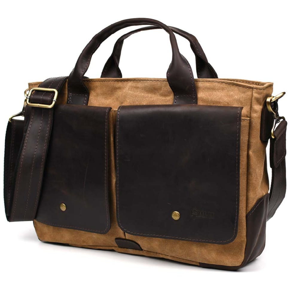 Чоловіча сумка з вощеного канвасу та кінської шкіри TARWA RCw-3990-3md, фото 1