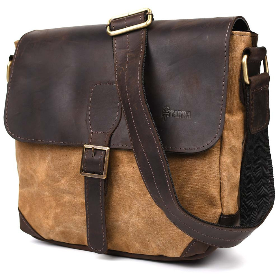 Сумка-месіжер через плече чоловіча, водостійкий канвас і шкіра RCw-1309-4lx TARWA, фото 1
