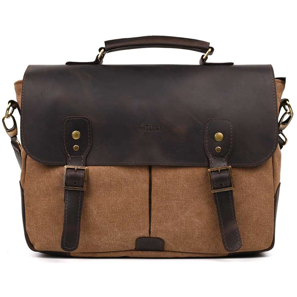 Чоловіча сумка-портфель із канвасу та шкіри TARWA RCc-3960-3md, фото 1