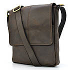 Чоловіча шкіряна сумка A5 через плече RC-1301-3md TARWA з клапаном коричнева, фото 3