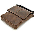 Чоловіча шкіряна сумка A5 через плече RC-1301-3md TARWA з клапаном коричнева, фото 5