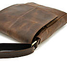 Чоловіча шкіряна сумка A5 через плече RC-1301-3md TARWA з клапаном коричнева, фото 6