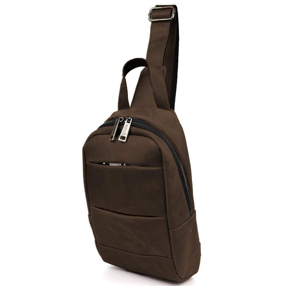 Рюкзак слінг шкіряний об'ємний із кишенями TARWA RC-6010-3md, фото 1