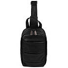 Рюкзак слінг шкіряний об'ємний з кишенями TARWA FA-6010-3md чорний флотар, фото 3