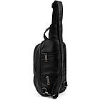 Рюкзак слінг шкіряний об'ємний з кишенями TARWA FA-6010-3md чорний флотар, фото 4