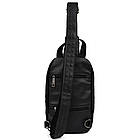 Рюкзак слінг шкіряний об'ємний з кишенями TARWA FA-6010-3md чорний флотар, фото 5