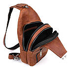 Чоловічий рюкзак-слінг із кінської шкіри TARWA RB-4004-3md коньячний, фото 2