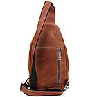 Чоловічий рюкзак-слінг із кінської шкіри TARWA RB-4004-3md коньячний, фото 3