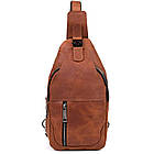 Чоловічий рюкзак-слінг із кінської шкіри TARWA RB-4004-3md коньячний, фото 4