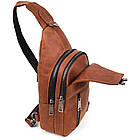 Чоловічий рюкзак-слінг із кінської шкіри TARWA RB-4004-3md коньячний, фото 7